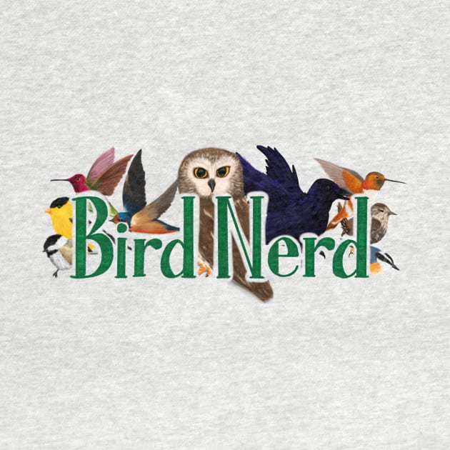 Bird Nerd - owl, hummingbird, raven, chickadee, goldfinch, nuthatch, wren by FernheartDesign